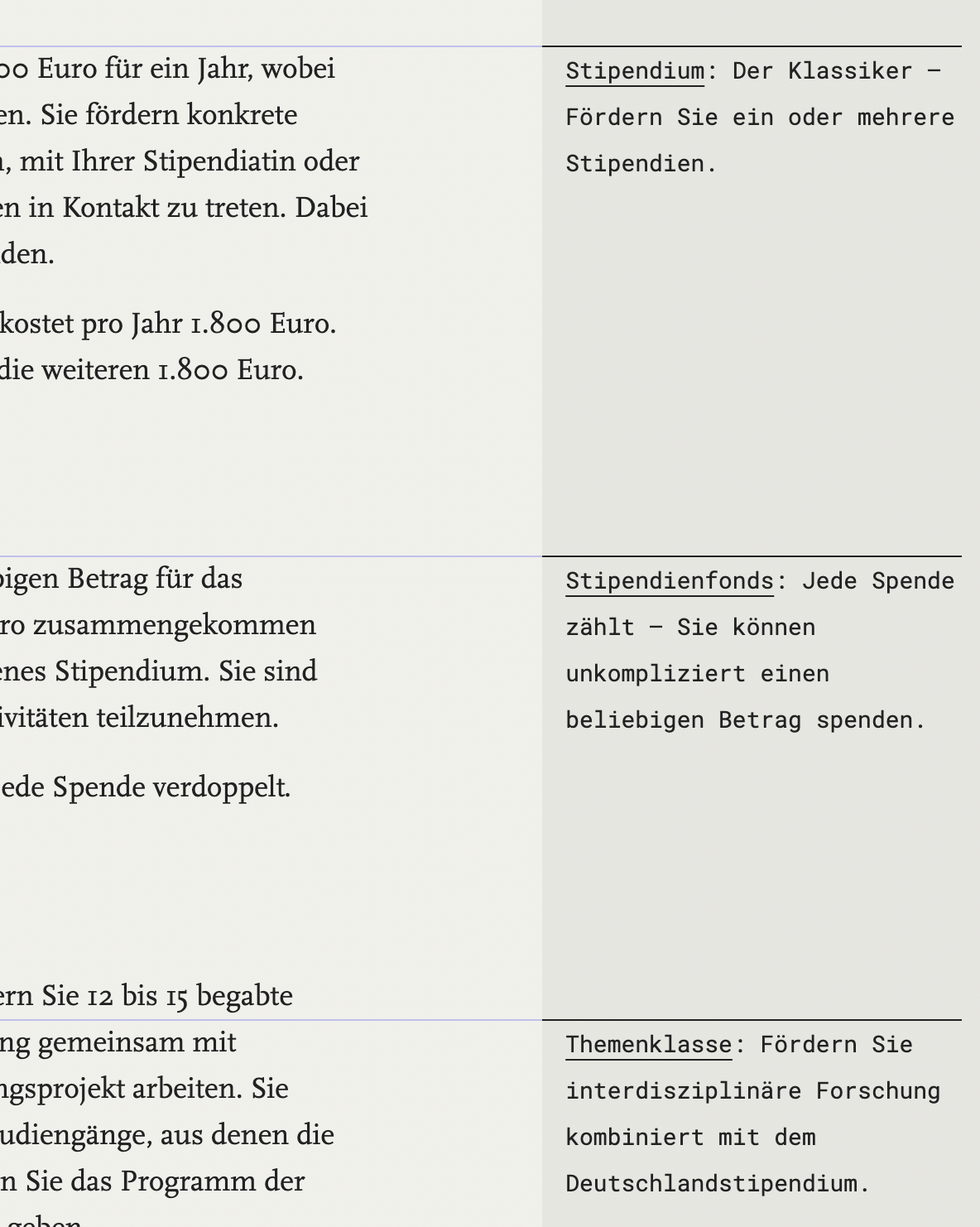 A detail of a subpage. It's about three paragraphs, each contains a link with the description in the side bar. With the link as the main topic of the paragraph the link description is a one sentence summary of the paragraph.