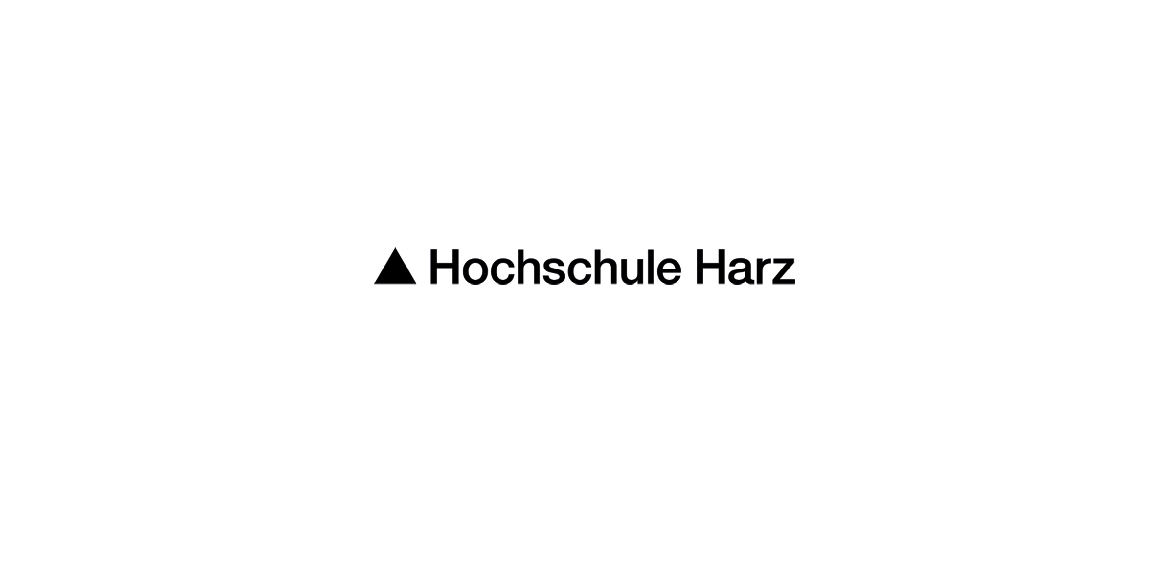 The new logo of Hochschule Harz on white background. It consists of a black triangle and a sans serif wordmark.