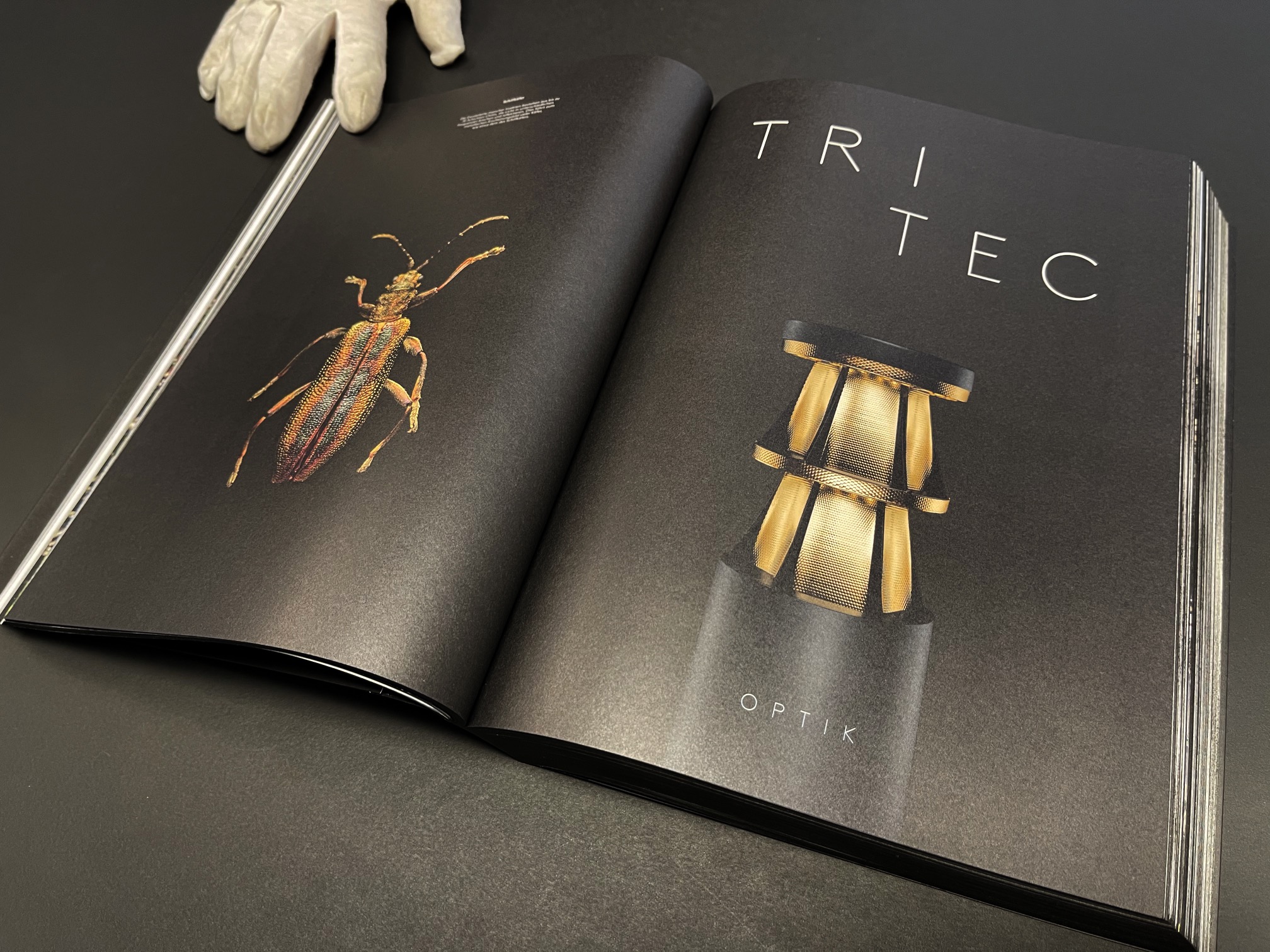 An image of Selux Imagebook, showcasing a double page spread of the opening chapter for Tritec Luminaire.