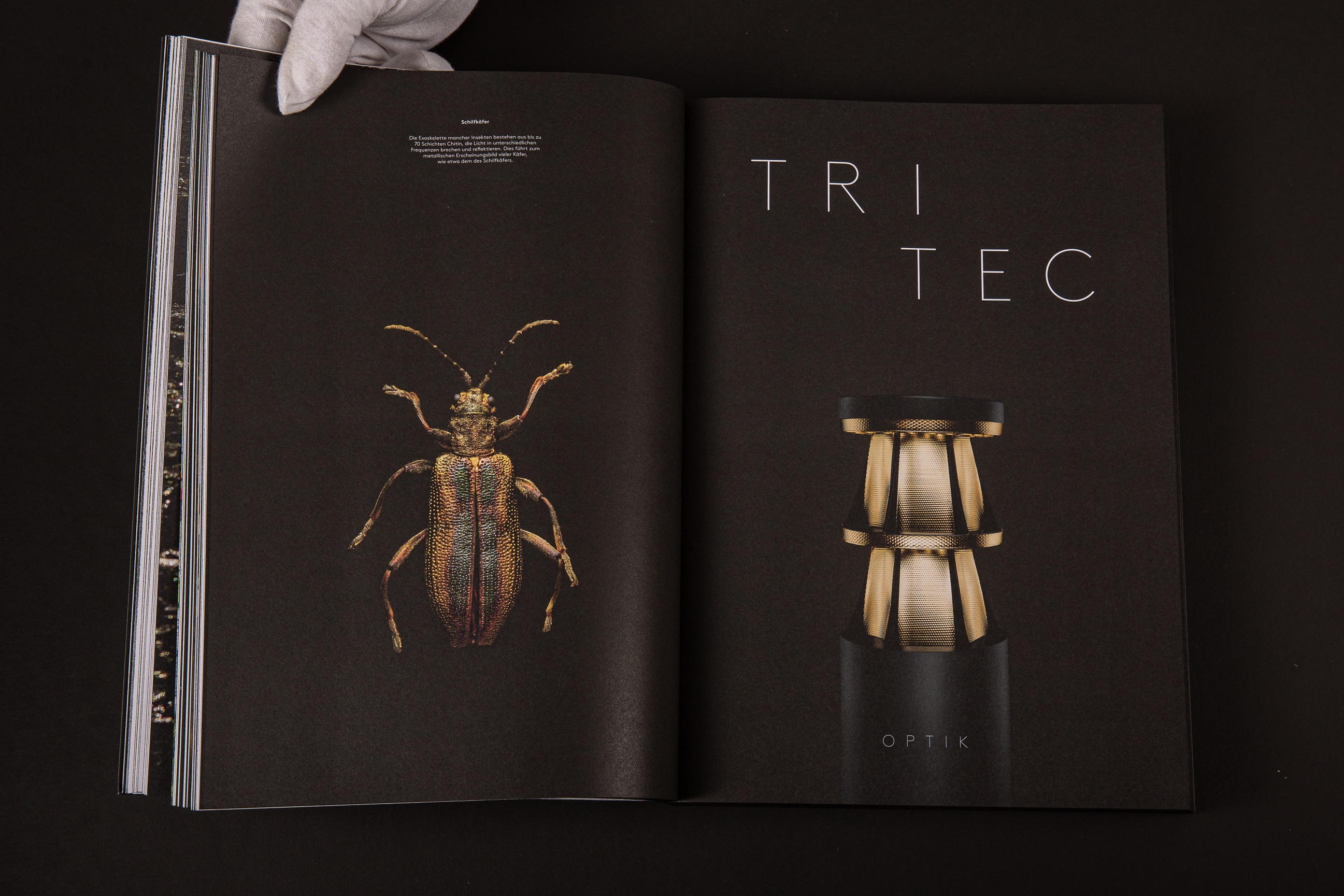 An image of Selux Imagebook, showcasing a double page spread of the opening chapter for Tritec Luminaire.