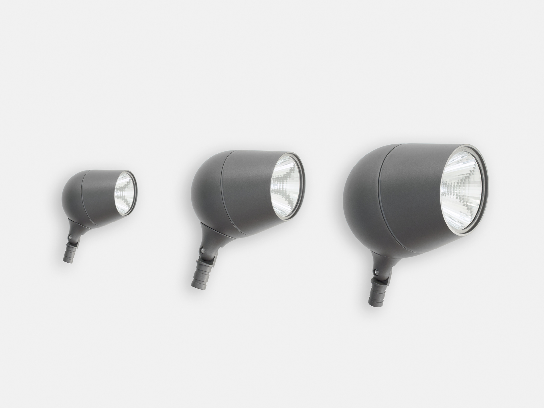 An image of 3 different sizes of the Olivio luminaire side by side on a light grey background.