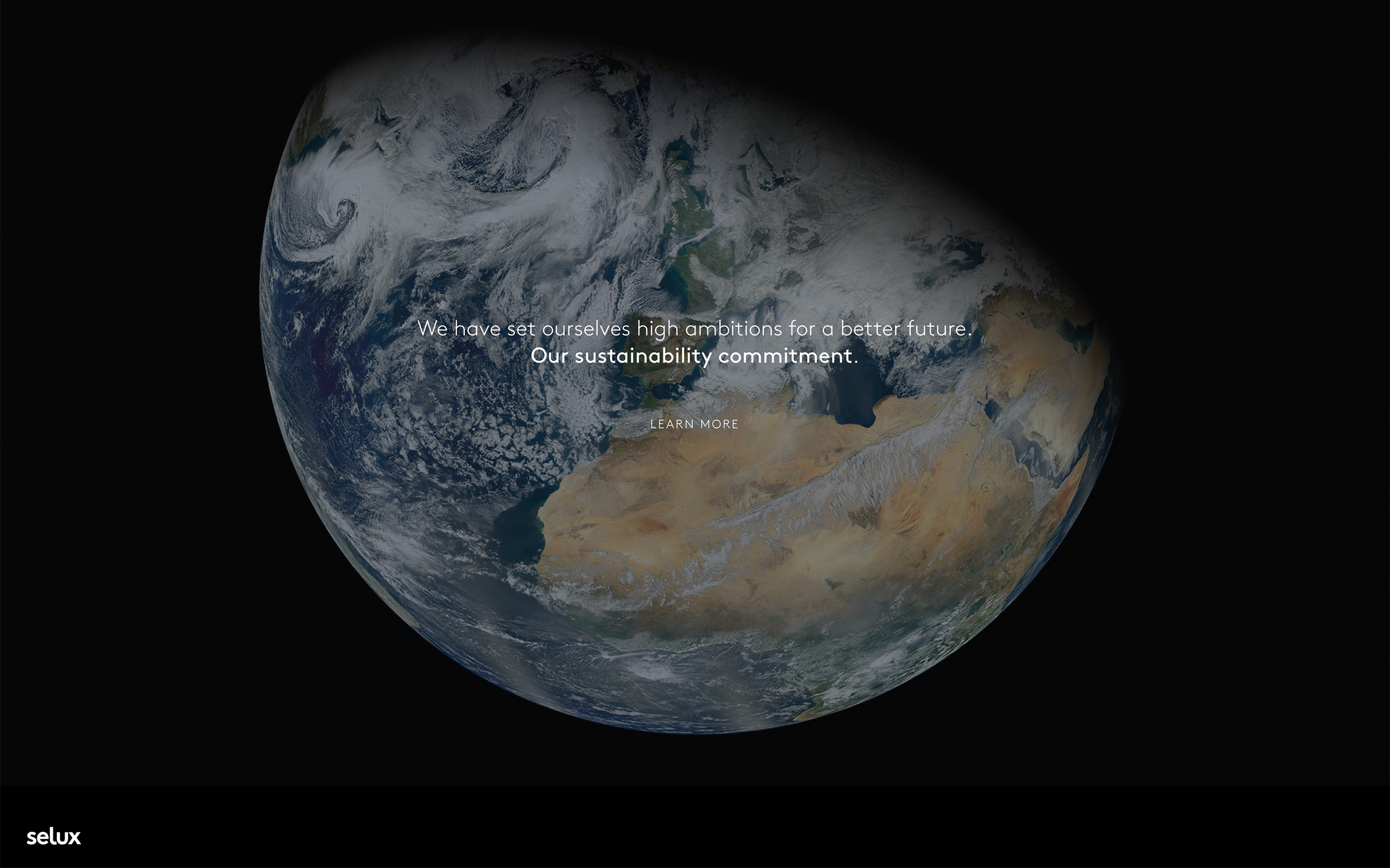 Image of Earth on a black background with a superimposed statement.