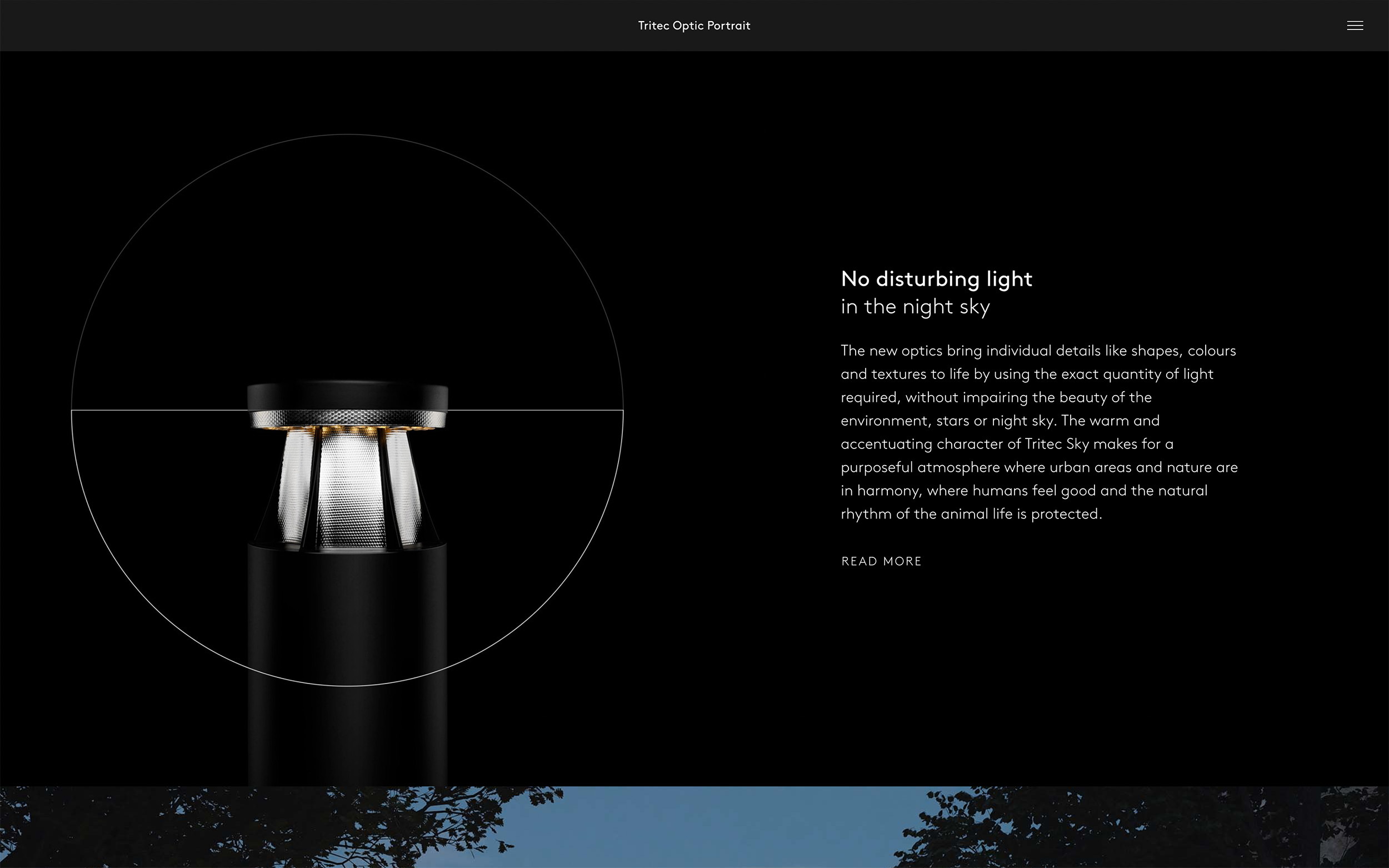 An image showcasing Tritec Optic Portrait page with an illustration of the luminaire and features side by side.